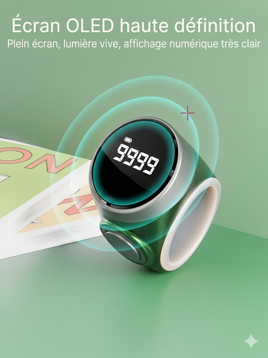 Bague Tasbih Intelligente — Compteur de Dhikr Rechargeable