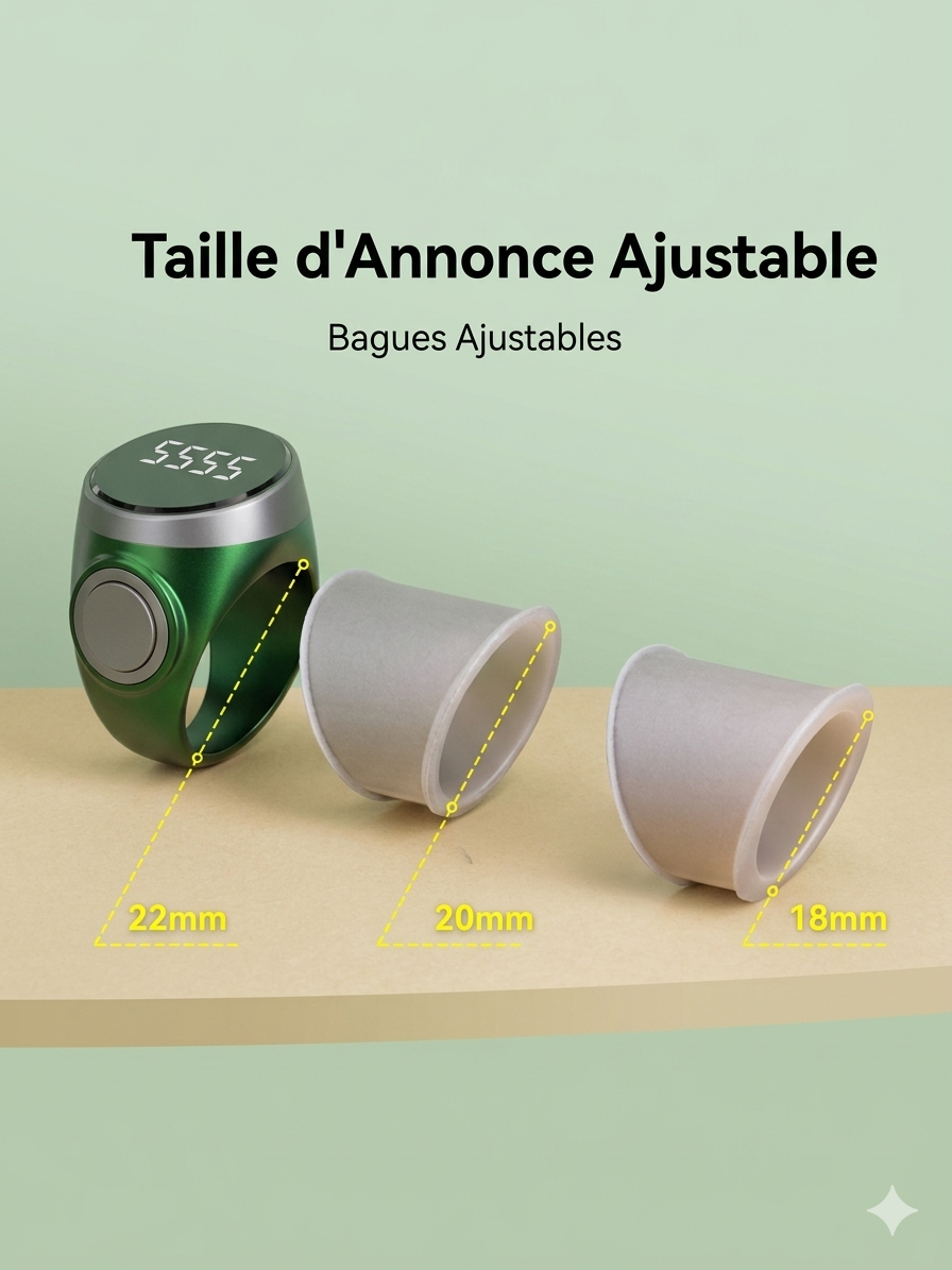 Bague Tasbih Intelligente — Compteur de Dhikr Rechargeable