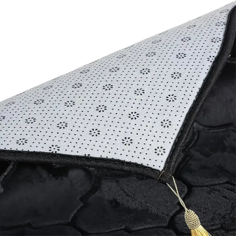 Tapis de Prière Épais avec Franges — Motif Géométrique Islamique, Antidérapant, Doux Flanelle