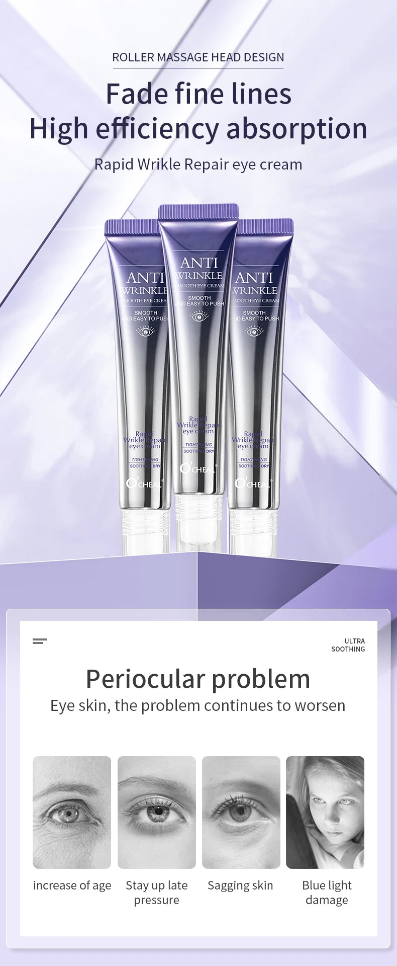 Roller Contour des Yeux — Anti-Cernes & Anti-Rides à l'Acide Hyaluronique 20g